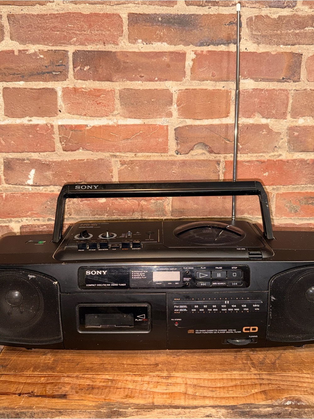 Sony Black Portable Boombox CD Cassette Radio
